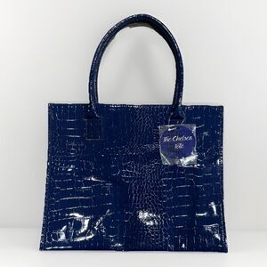 Chelsea Tote Blue Croc Animal Embossed Patent Leather Bag – New With Tags NWT
